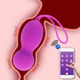 Women 10 Frequency Silicone Kegal Ball Vibrator APP Bluetooth Wireless Remote Control Vibrating Egg G-spot Pussy Massage Sex Toy 210329