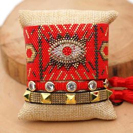 SHINUSBOHO Bracelet For Women MIYUKI Evil Bracelets Red Turkish Eye Pulseras Mujer Moda 2020 Armband Mexico Crystal Jewellery