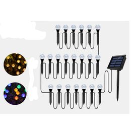 Solar Crystal Bubble Ball Lawn Lamp 10 15 20 30 Шаров Теплый белый RGB Водонепроницаемый наземный ландшафт Ландшафт Light String Открытый двор Walkway Patio