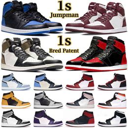 Jordn Men Basketball Shoes 1s Zapatos de Baloncesto Jumpman 1 High Mid Top Bordeaux atmosfera criada pela Universidade Patente Twist Blue Brening Banned Women Boys Trainer