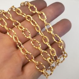 5meter Lot Gold Embossing Oval Link Chain Stainless Steel Jewellery findings DIY Necklace Bulk for Making