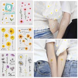 Small Cute Temporary Tattoo Fresh Sticker Belly/Waist Makeup Yellow Flower Sunflower Series For Girl Arm Little Tattoos