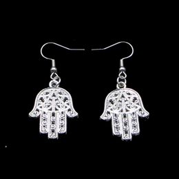 New Fashion Handmade 28*21mm Hamsa Palm Protection Earrings Stainless Steel Ear Hook Retro Small Object Jewelry Simple Design For Women Girl Gifts