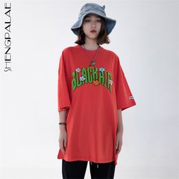 Towel Embroidery Basic Tops Women's Summer Round Neck Large Size Letter Short Sleeve T-shirt Female 5C376 210427