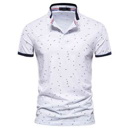 AIOPESON Casual Printed Polo Shirts Men Slim Fit Stand Collar Cotton Men's T-Shirt New Summer High Quality Classic Men Clothing H1218