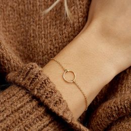 Link, Chain Arrival 316L Stainless Steel Circle Hammer Stripe Bracelets Gold Rose Colour For Women Jewellery G Gifts