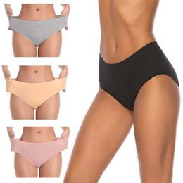 Women Cotton Underwear Panties Set Soft Lingerie Breathable Brief Soft Female Mid-Waist Full Coverage Stretch Panty 5pcs/Lot 210720