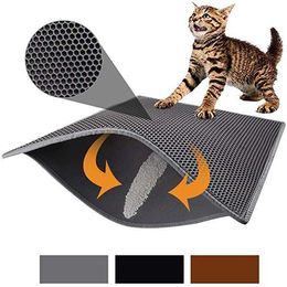 Waterproof Pet Cat Litter Mat Double Layer Litter Cat Pads Trapping Pet Litter Box Mat Pet Products Bed For Cats House Clean 210713