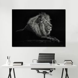 Black and White Lion Wall Art Pictures For Living Room Canvas Painting Animal Posters Home Decor Canvas Prints Indoor Decoration