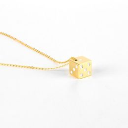 Pendant Necklaces Women Necklace Dice Stainless Steel Chain Men Hip Hop Jewelry Ob The Neck Gold Black Accessories