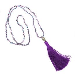 Fashion Bohemia Long Fringe Tassel Necklaces For Women Femme Glass Beads Crystal Pendant Choker Statement Collar Jewellery