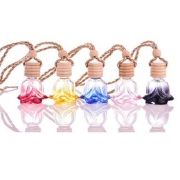 6ml fashion Colour perfume bottle empty glass cosmetic essential oil portable car pendant rose shape bottles love gift