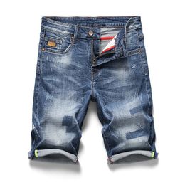 Cowboy Micro Stretch Jeans Shorts Men Summer Retro Breeches Straight Denim Bermuda Short Male Blue Jean Size 34 36 38 40 210518
