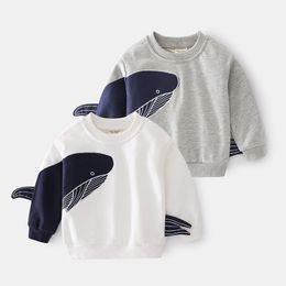 Hoodies & Sweatshirts Boys Kids Sweatshirt For Autumn Spring Long Sleeve Cartoon Whale Children Tops Pullover Clothes