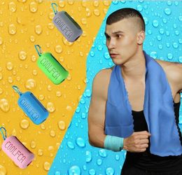new Colourful ice cold towel with silicone case enduring running quickly dry cooling towels jogging gym cool outdoor sports Towelling EWD7641