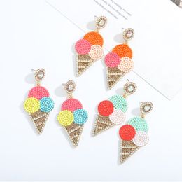 Fashion Cute Summer Ice Cream Beaded Earring For Women Handmade Seed Beads Statement Dangle Earrings Girls Jewelry Gifts