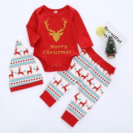 Clothing Sets Born Baby Boys Girls Christmas Set Deer Pattern Long Sleeve Top And Elastic Pants Outfits Autumn Clothes 0-24m