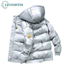 Men's White Winter Jacket Coats Hip Hop Letter Print Hooded Warm 90% White Duck Down Thick Warm Jackets For Male 211104