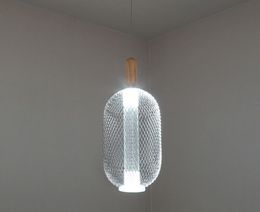 Nordic Post-modern Iron Net Art Decor Pendant Lamps Industrial Wood Glasss Hanging Lamp Restaurant Dining Room Bedroom Studio
