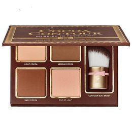 DHL COCOA Contour Eyeshadow Kit 4 Colours Bronzers Highlighters Powder Palette Nude Colour Shimmer Stick Cosmetics Chocolate with Brush