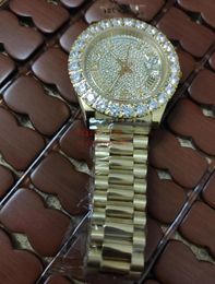 Real Photo Watch 43mm Diamond Customised With Genuine Roman Dial Automatic mechanical movement 18K Yellow Gold Steel Bracelet Fashion Men Watchs Original Box Paper