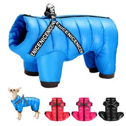 Warm Dog Clothes With Harness Winter Thick Dog Clothing Jacket Waterproof Pet Coat For Small Medium Dogs Soft Pets Jumpsuit 211106