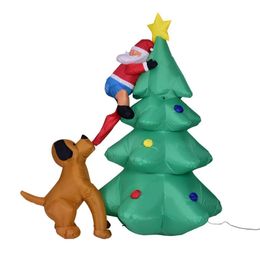 Christmas Decorations 1.8m Inflatables Tree Santa Claus LED Lights Decoration Dog Biting Old Man Climbing Xmas Decor