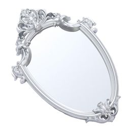 Mirrors 1PC Vintage Wall-mounted Mirror Embossed Home Decorative (Silver)