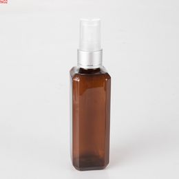 100ml X 50 Brown Blue Empty Square Fine Sprayer Pump Bottles 100CC PET Cosmetics Container Silver Aluminium Mists Spray Pumphigh quatity