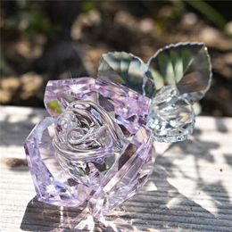 H&D Crystal Pink Rose Flower for Anniversary, Great Forever Love Gifts Xmas Valentine's Day Birthday Mother's 211108
