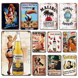 Famous Wine Sexy Girls Metal Poster Tin Sign Vintage Ireland Beer Metal Plate For Bar Pub Wall Decor Man Cave iron painting Plaques Kitchen Room Wall Signs Size20X30cm