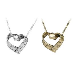 long ruler UK - Gold Silvery Metal Alloy Heart-shaped Ruler Measuring Love Pendant Necklace Lover Jewelry Gift Women Collares With Long Chain Necklaces