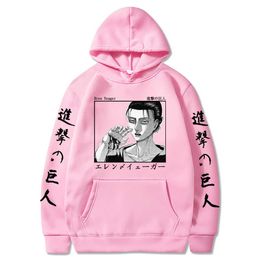 Anime Attack on Titan Hoodie Cosplay Eren Yeager Printed Hoody Sweatsahirt Coat Harajuku Hoodie Clothes Y0803