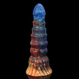 NXY Dildos Anal Toys New Color Silica Gel Plug Tower Shaped Simulated Penis Female Masturbation Fun Toy 0225