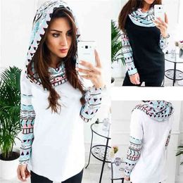 Spring Autumn Tops Fahsion Printing Hoody Women Hooded Sweatshirt Heigh Quality Long Sleeve Hoodie Female Pullovers 210809