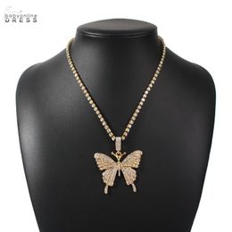 Statment Big Butterfly Pendant Wedding Necklace Rhinestone Chain For Women Bling Tennis Crystal Jewellery Chains