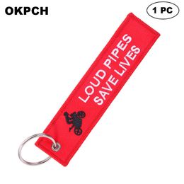 Key Fobs Chains Jewellery Red Embroidery Remove Before Flight Keyring Gift for Friends PK0049