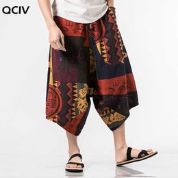 Men Harajuku Harem Pants Mens Summer Cotton Joggers Pants Male Vintage Chinese Style Calf-Length Sweatpants X0723