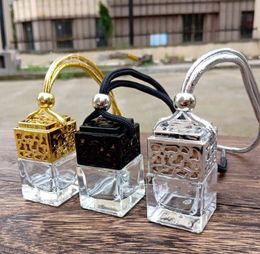 Cube Perfume Bottle Car Hanging 5ml Air Freshener For Essential Oils Diffuser Empty Glass