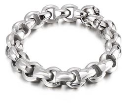 88g weight Solid 12mm 8.26 Inch Silver Mens Women Casting Link Chain Bracelet Stainless Steel Bangle for XMAS Gifts friends