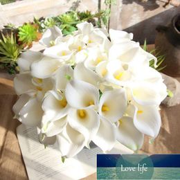 10PCS PU Artificial Flower Long Branch Flower Calla Lily Bridal Bouquet Home Decoration Wedding Party Decor Fake Flores1