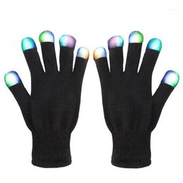 Wrist Support 2 Pcs LED Gloves Color Changing Luminous Flashing Halloween Skeleton Stage Costume Christmas Party Event Supply