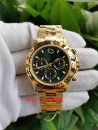 Perfect Quality JH Maker Watch 40mm Cosmograph 116518 Yellow gold Green Dial Chronograph Working ETA CAL.4130 Movement Mechanical Automatic Mens Watches