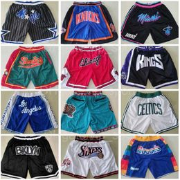 Team Basketball Shorts Just Short Don Sport Wear Hip Pop Pants With Pocket Zipper Sweatpants Blue White Black Red Purple Stitched Man Size S-XXXL