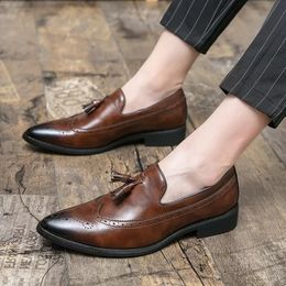 New Mens Pointed Tassels Mix Colours Gentleman Wedding Homecoming Brogue Shoes Flats Casual Loafer Dress Sapatos Tenis Masculino