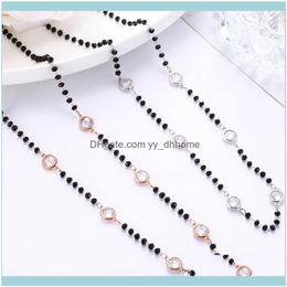 Chains Necklaces & Pendants Jewelrychains Clear Cubic Zirconia Beads Black Crystal Chain Necklace For Women Wedding Party Elegant Fashion Go