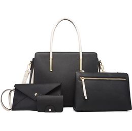 Trendy fresh PU ladies bags fashion mixed Colour handbag purse large capacity 4-piece design womens shoulder bag