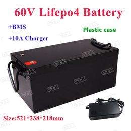 LiFepo4 60V 80Ah 100Ah lithium battery pack with BMS for motorcycles wheelchairs outdoor power electric rickshaw+10A charger