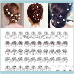 Headbands Jewelry12Pcs Bridal Wedding Pearl Flower Hairpins Swirl Spiral Twist Tiara Hair Jewellery Drop Delivery 2021 Jbyit