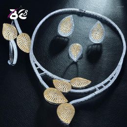 Earrings & Necklace Be 8 2 Tones 4pcs Bridal Zirconia Jewellery Sets For Women Party, Luxury Dubai Nigeria CZ Crystal Wedding S258